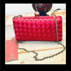Elegant Red Woven Clutch
